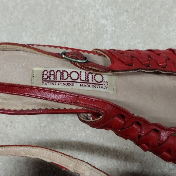 Vintage Bandolino Women's Red Peep Toe Sandals - Picture 2 of 7